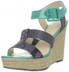 Calvin Klein Women's Ellison Wedge Sandal, Grey/Tropical Green, 8 M US