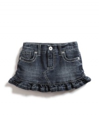 GUESS Kids Girls Denim Flip Skort, MEDIUM STONE (5)