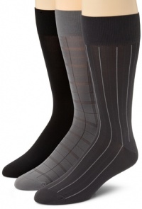 Calvin Klein Men's 3 Pack Microfiber Windowpane Socks, Grey/Metal/Black, 7-12