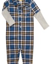 Carter's Infant Long Sleeve Flannel One Piece Coverall - Blue Plaid-6 Months