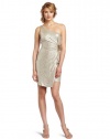 laundry BY SHELLI SEGAL Women's One Shoulder Crinkle Side Strap, Gold/Silver, 2