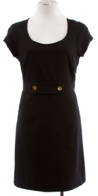 Juicy Couture Black Super Fine Wool Capped Sleeve Sheath Dress 8