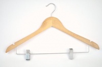 Blonde Wood Suit Hanger with Clips - Set of 5 by Richard's Homewares