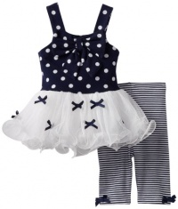 Bonnie Baby Girls Infant Navy Ballerina Legging Set, Blue, 18 Months