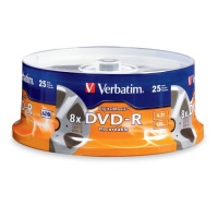 Verbatim 4.7 GB 8x DigitalMovie DVD-R Spindle 25 Discs