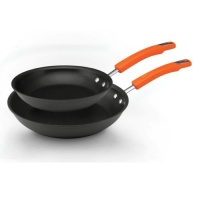 Rachael Ray Hard Anodized II Nonstick Dishwasher Safe 9-1/4-Inch and 11-1/2-Inch Skillets Twin Pack, Orange