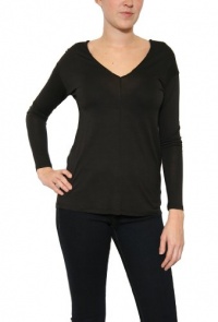 Women's Vince Double V-Neck T-Shirt in Black