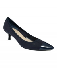 Such a cute little shoe. Ellen Tracy's Peggy pumps feature a stretchy fabric upper and a small stacked heel.