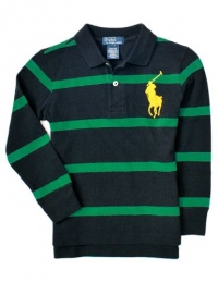 Polo Ralph Lauren Tod Boys Striped Big Pony Mesh Polo, Green, 4/4T