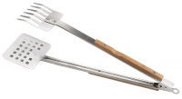 Outset QV57 Verde Multipurpose Stainless-Steel Claw-Style Barbecue Tongs with Bamboo Handles