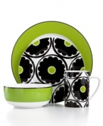 Flower power from Echo Design place settings. That 70s Floral collection's retro design is as fresh as it gets, and the chartreuse and black floral pattern makes maximum impact. Mix and match from the collection as you please and make a personal design statement.