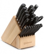 A chef's collection-the makings of a professional kitchen, this comprehensive set includes a full range of precision-forged and stamped knives that step up to each and every recipe with confidence and efficiency. Made durable from special formula stainless steel, each piece handles with impeccable control for unbelievable results. Lifetime warranty.