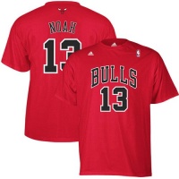 NBA adidas Chicago Bulls #13 Joakim Noah Red Net Number T-shirt