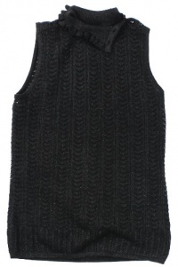 Lauren Ralph Lauren Women's Sleeveless Ruffled Metallic Mockneck Sweater (Black)