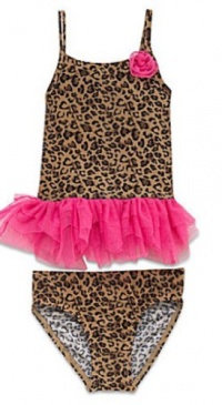 Flapdoodles Girls 4-6x Leopard Print 2 Piece Swimsuit (6)