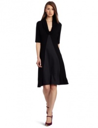 Three Dots Red Women's Cowl Neck Dress With Silk Panel, Black/Black, Medium