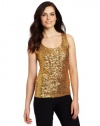 Anne Klein Women's Sequin Tank, Gold, Small