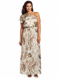 Jessica Howard Women's Plus-Size One Shoulder Maxi Dress, Snake, 22W