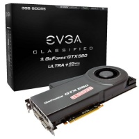 EVGA GeForce GTX 580 CLASSIFIED ULTRA, 3072MB GDDR5, 4-Way SLI ready, Dual-DualLink DVI, PCI-E 2.0 SLI Graphics Card (03G-P3-1595-AR )