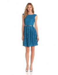 London Times Women's Sleeveless Belted Dress