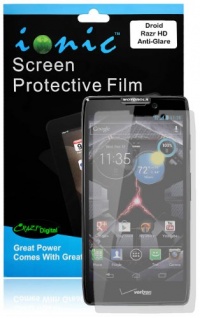 Ionic Screen Protector Film Matte (Anti-Glare) for Motorola Droid Razr HD Droid Razr MAXX HD (AT&T, T-Mobile, Sprint, Verizon) (3-pack)