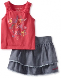 Calvin Klein Girls 2-6x Top With Denim Skort