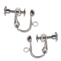 Gunmetal Plated Screw Back Non-Pierced Earring Findings (2 Pairs)