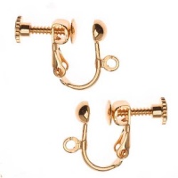 22K Gold Plated Screw Back Non-Pierced Earring Findings (2 Pairs)