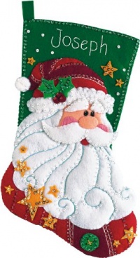 Dimensions Sequined Santa Stocking