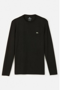 Lacoste Men's Long Sleeve Pima Jersey Crewneck T-shirt Black, Size XS- TH5276