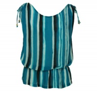 MICHAEL Michael Kors Womens Striped Bunch Cinch Shoulder Top