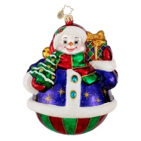 Christopher Radko Festive Pair - Double Sided Santa/ Snowman Ornament - New for 2013