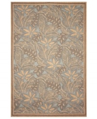 Made for easy living, this Tommy Bahama Decker collection rug offers the right mix of relaxed style and durability. Woven of UV-stabilized polypropylene, the exotic, floral-printed rug shares the look and feel of natural fibers--without the demanding care. Simply hose off for quick cleaning.