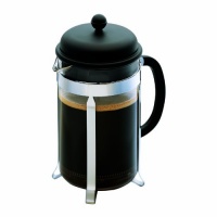 Bodum Caffettiera French Press Coffee Maker, Black Plastic Lid and Stainless Steel Frame, 8-Cup, 34-Ounce