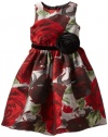 Us Angels Girls 2-6X Flower Dress, Red Brocade, 5