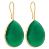 18KT Gold Vermeil Green Onyx Teardrop Earrings 925 Sterling Silver - Kate Middleton