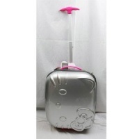 Hello Kitty 18 Rolling ABS Luggage Bag Hard Suit Case- Silver Face Bow