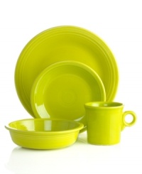 Celebrate the chip-resistant durability and cool Art Deco design that made Fiesta famous with the 4-piece place setting. With more than a dozen colors to love, you can mix, match, and create a look that's all your own.