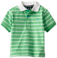 Nautica Sportswear Kids Baby-boys Infant Short Sleeve Striped Knit Polo, Jade, 24 Months