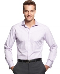 Suit up in style in your business best with this striped shirt from Perry Ellis. (Clearance)