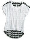 GUESS Kids Girls Big Girl Sweater-Back Tee, WHITE (7/8)