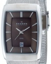 Skagen Denmark Mens Watch Men's Silver Rectangular Case #690LSSM