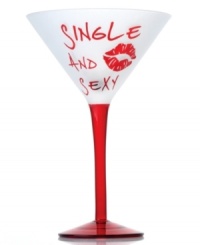 Red hot. This flirtatious martini glass is sealed with a kiss for sexy singles only. With a frosted white bowl and cherry-red stem to draw attention from all of the most eligible bachelors. (Clearance)