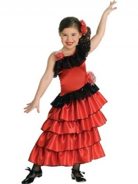 Pretty Red/Black Spanish Princess Senorita Costume Dress for Girls