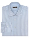 Furnished with a handsome stripe design, this Canali dress shirt supports your professional wardrobe with classic tailoring and a modern fit. Constructed in choice Italian cotton for added refinement.