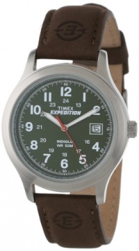 Timex Men's T40051 Expedition Metal Field Olive Dial Brown Leather Strap Watch