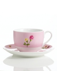 Breathe new life into a classic dinnerware pattern with this Country Rose teacup and saucer set. Dainty pink and gold blossoms plucked from the Old Country Roses collection are contrasted by bands of pale pink in everyday porcelain. (Clearance)