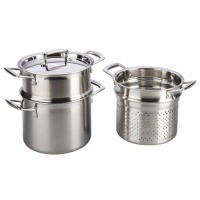 Le Creuset Tri-Ply Stainless Steel 5-1/4-Quart Multi-Pot with Lid and 2 Inserts