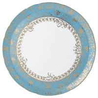 Inspired by the flamboyant designs of the 19th century, Eden Turquoise is both refined and sophisticated. This Limoges porcelain dinnerware service is a remarkable reproduction that captures the beauty of engraved gold work. Made in Limoges, France.