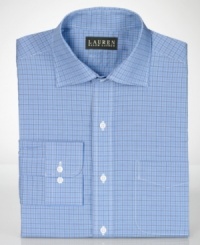 A handsome checked pattern lends polished style to this classic dress shirt from Lauren by Ralph Lauren.